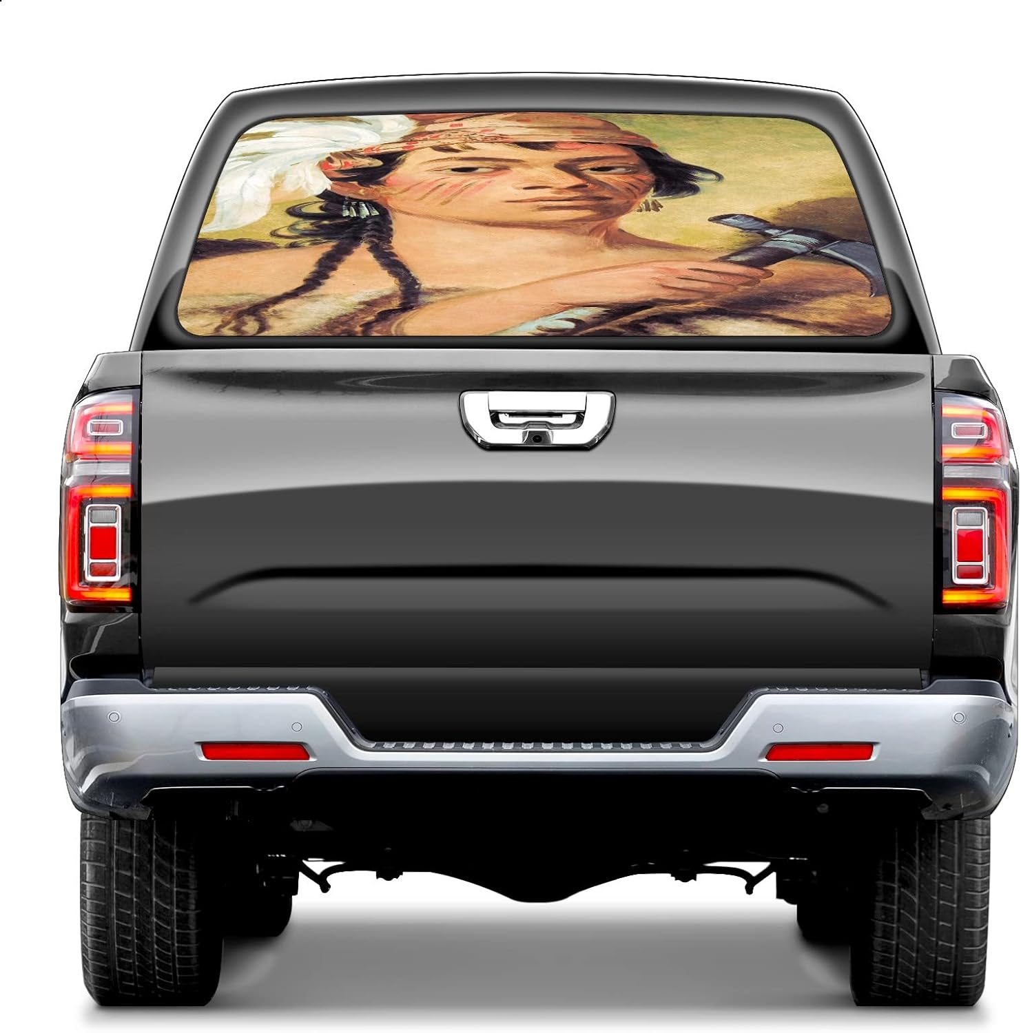 Amazon.com - Truck Rear Window Decal Wrap Native American Indian Hunter ...
