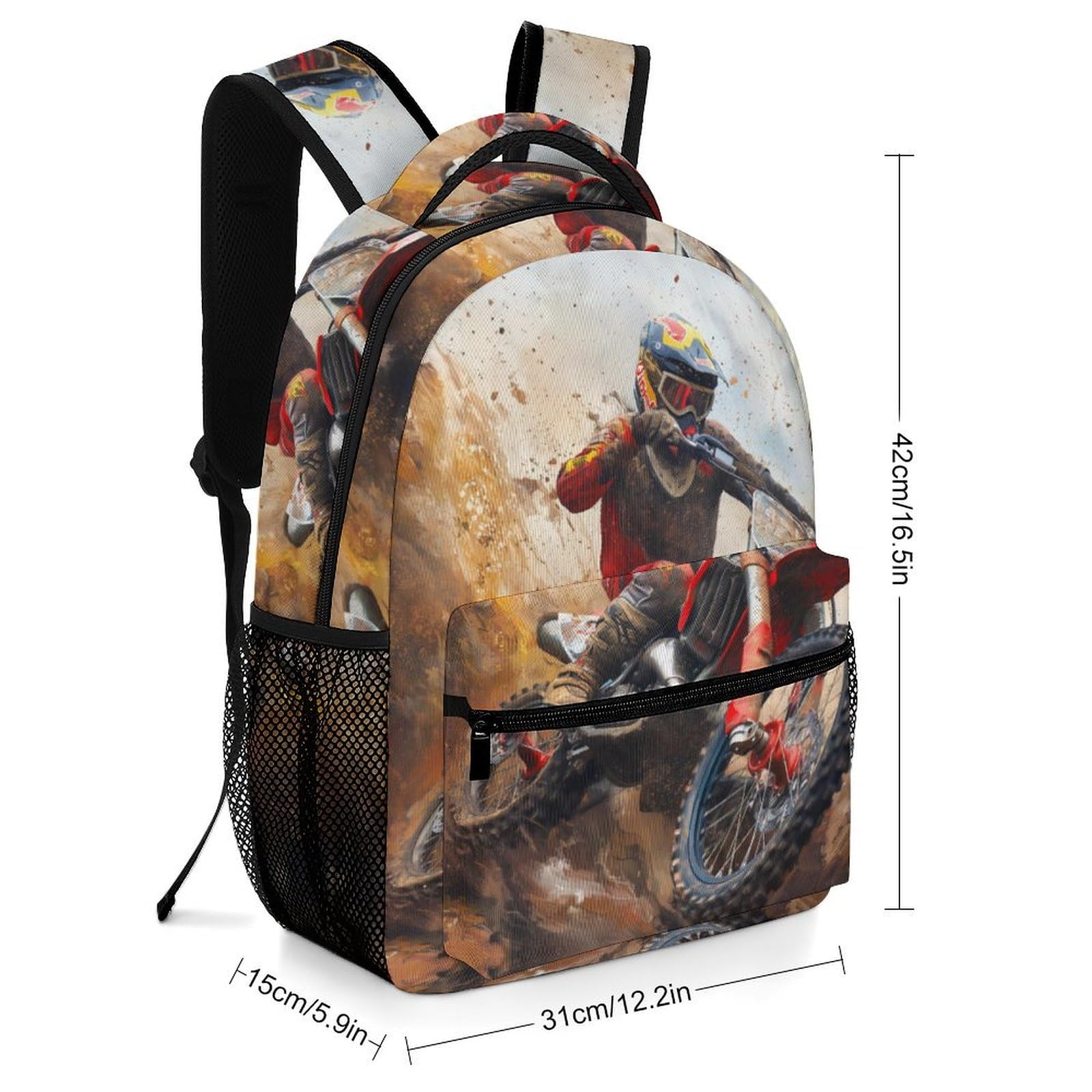 Moto de cross Mochilas De Viaje Transporte Morral Con Bolsillos Laterales Mochila Escuela Para Colegio Viaje Cámping Primaria Pequeña Guardería Mochila One Size