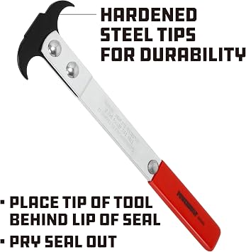 Powerbuilt Seal Puller, Heavy-Duty Tool for Seal Removal, Easy Grip, Automotive, Mechanical, and DIY Application - Red 648494