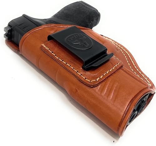 Miniatura 28 de Cardini - Funda de piel prémium IWB para Glock 23, 19, Sig P320, P229, P225, P250 Negro - Dibujo a mano derecha (dentro de la pretina),Marrón