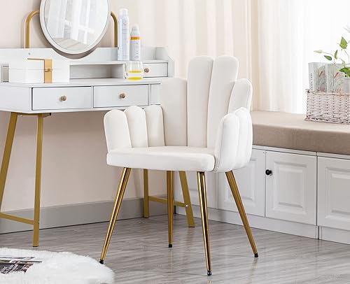 Miniatura 5 de Lei Yu Shunzhi - Juego de 2 sillas de comedor modernas de terciopelo, sillas tapizadas con patas doradas, sillas de invitados, sillas auxiliares