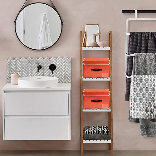 Miniatura 5 de Jane's Home - Contenedores de almacenamiento pequeños con tapas, paquete de 2 canastas plegables de lino con asa, caja de almacenamiento plegable de