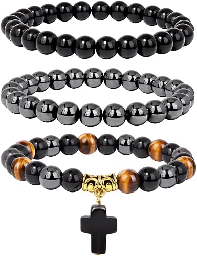 Vinswet Healing Crystal Beaded Bracelets for Women,Natural Amethyst Gemstones Bracelet,Anxiety