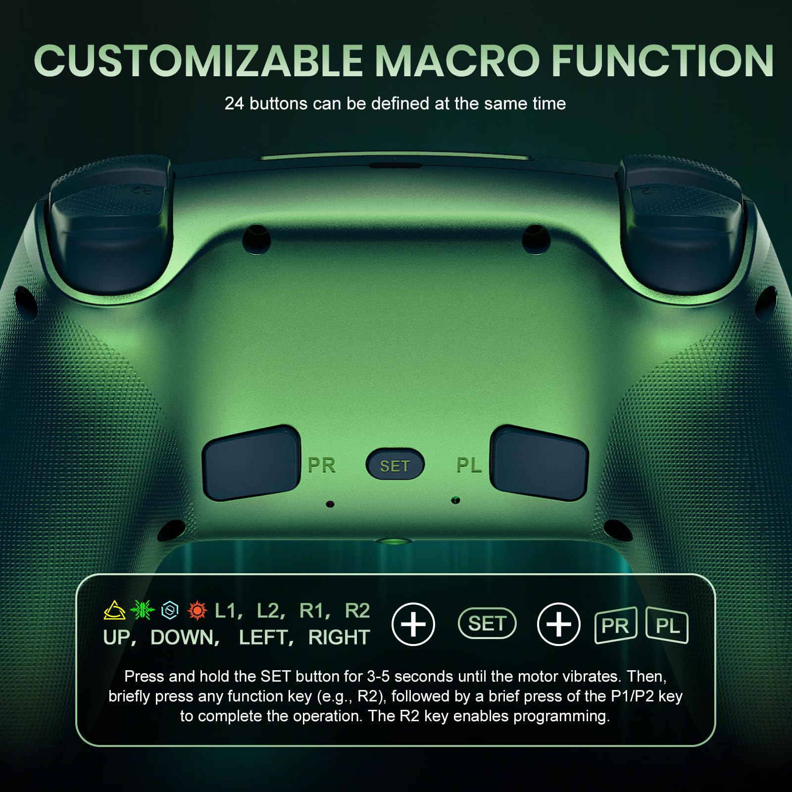 Lapezei Wireless Controller für PS5/Pro/Slim/PC, Bluetooth Gamepad mit Rücktasten, Turbo, Makro, Lautsprecher, Dual-Vibration, 6-Achsen-Sensor, Touchpad and 3.5mm Audio Jack