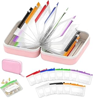 Waterproof Pill Pouch Set, Pill Pouches for Travel, with 14 Color-Coded Pouches, 2026 New Leakproof Reusable Zippered Storage Case, Compact Daily Pills Holder, Travel Pill Organizers (Pink)