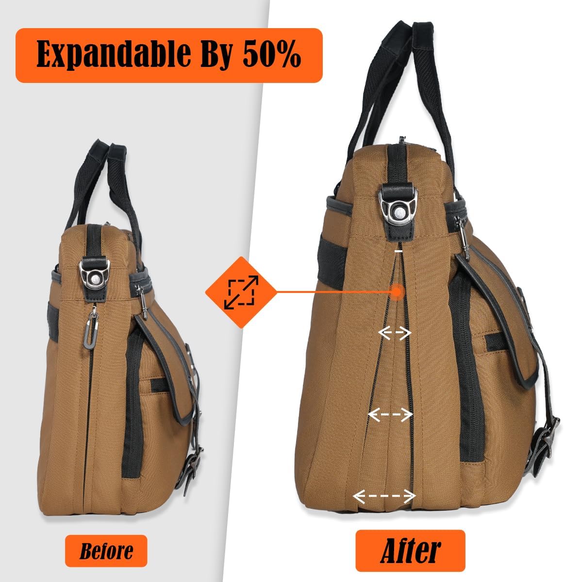 WELKINLAND 17-Inch Laptop Briefcases for Men, 4-Compartments Business Briefcase for Men, 13Pockets Laptop Messenger & Shoulder Bags, Expandable Briefcases For Man, Compact Mens Messenger Bags For Work - Image 5