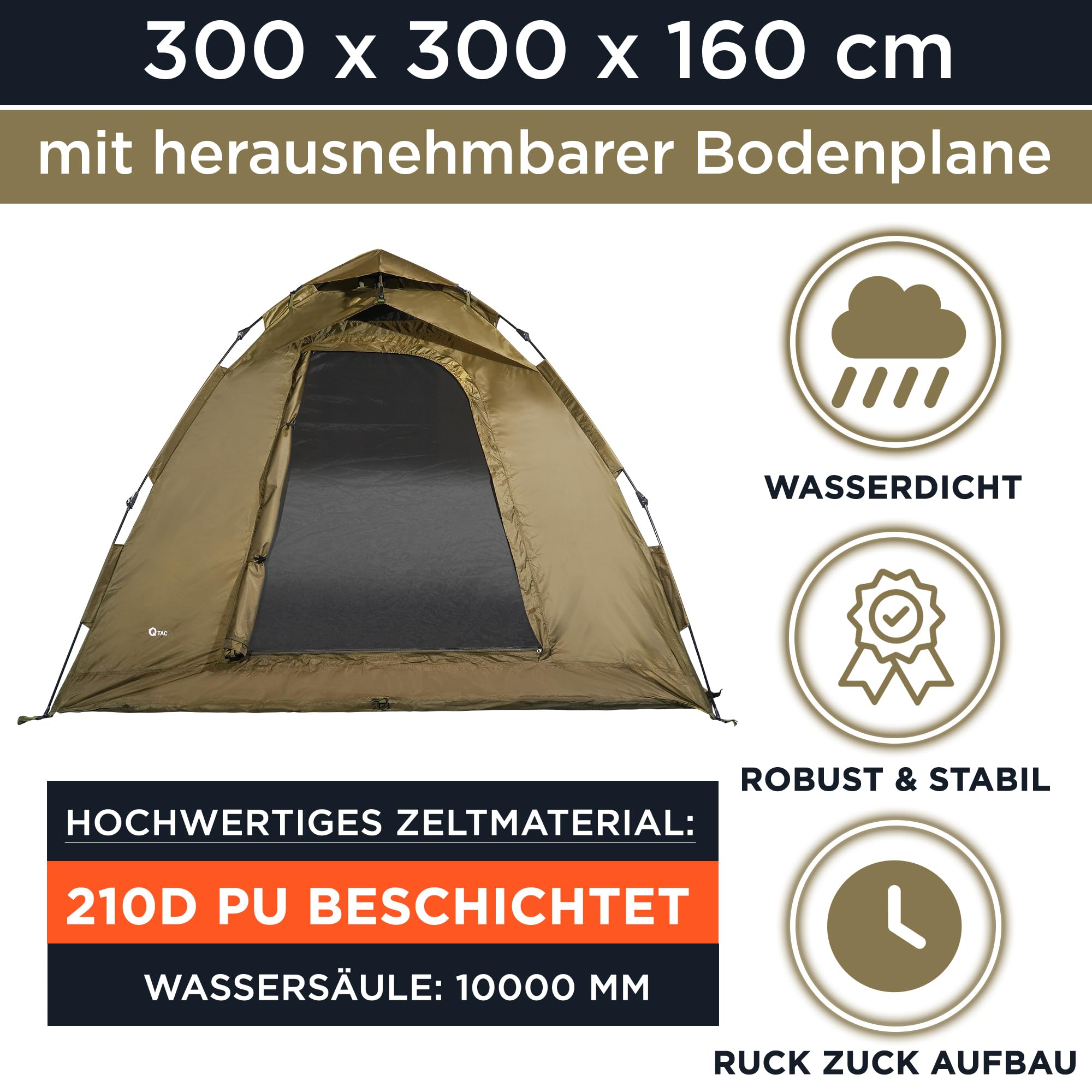 Ruck Zuck Bivvy Angelzelt [mit herausnehmbarer Bodenplane] 1-2 Mann Karpfenzelt, Angel Zelt ohne Boden, RuckZuck Anglerzelt