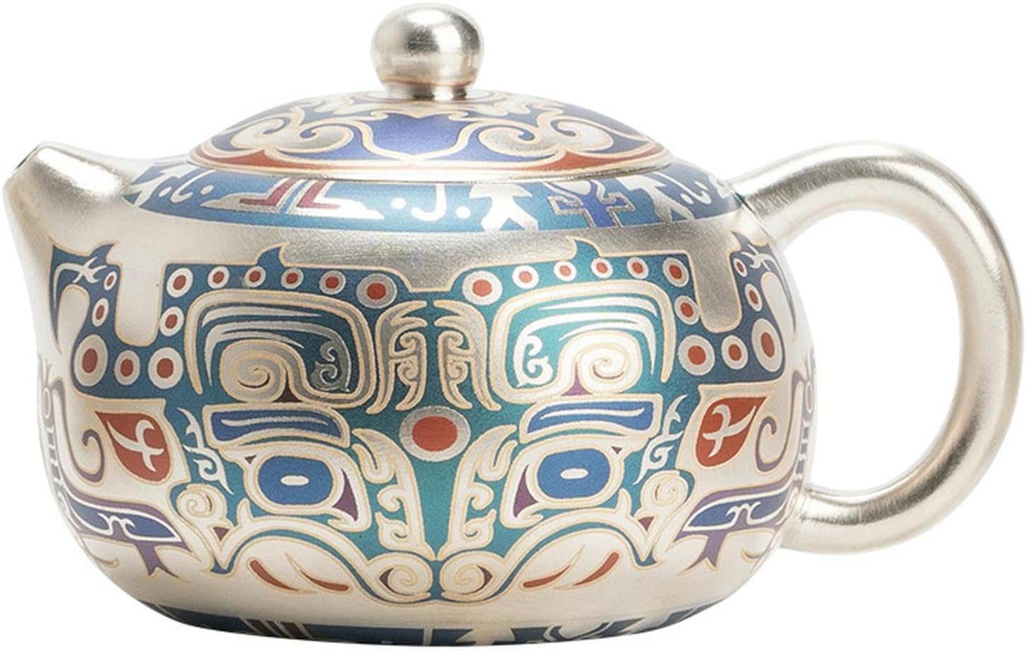 200Ml/7oz Taotie Pattern Silver Xi Shi Pot, Luxury Home Kung Fu Tea Set - Master Cup [Simplified]