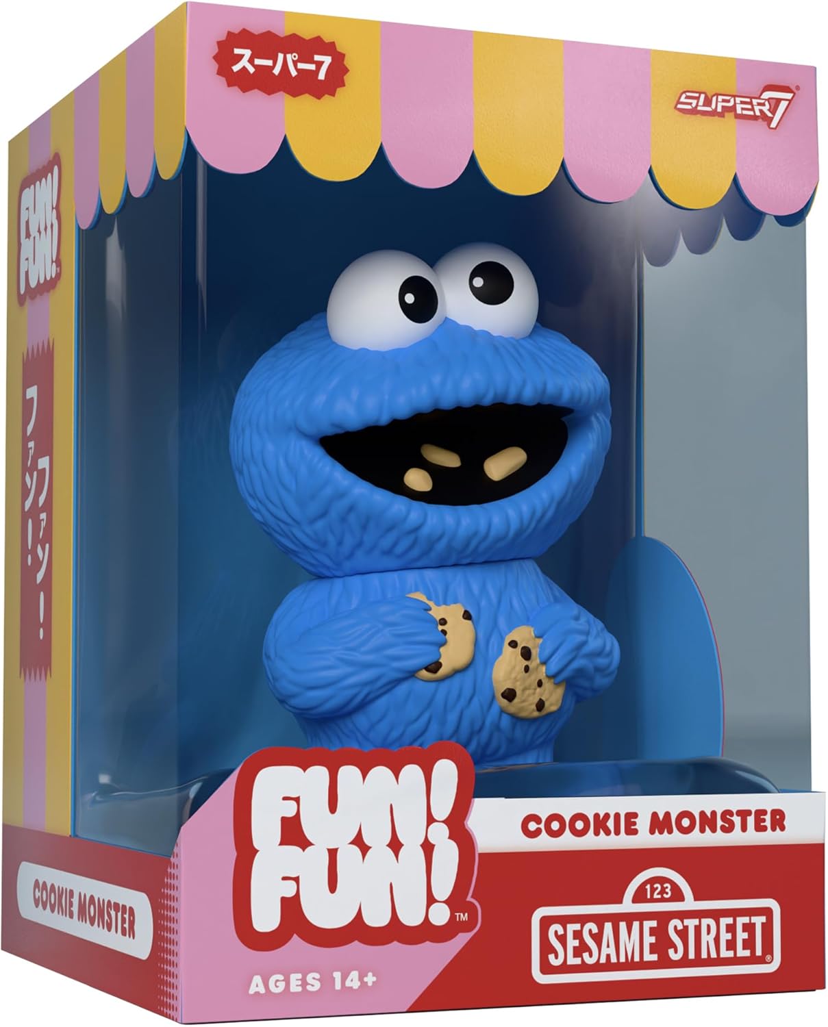 Super7 Fun! Fun! Sesame Street Cookie Monster Vinyl Figure - 5" Sesame Street Action Figure - Classic TV Show Collectibles and Retro Toys