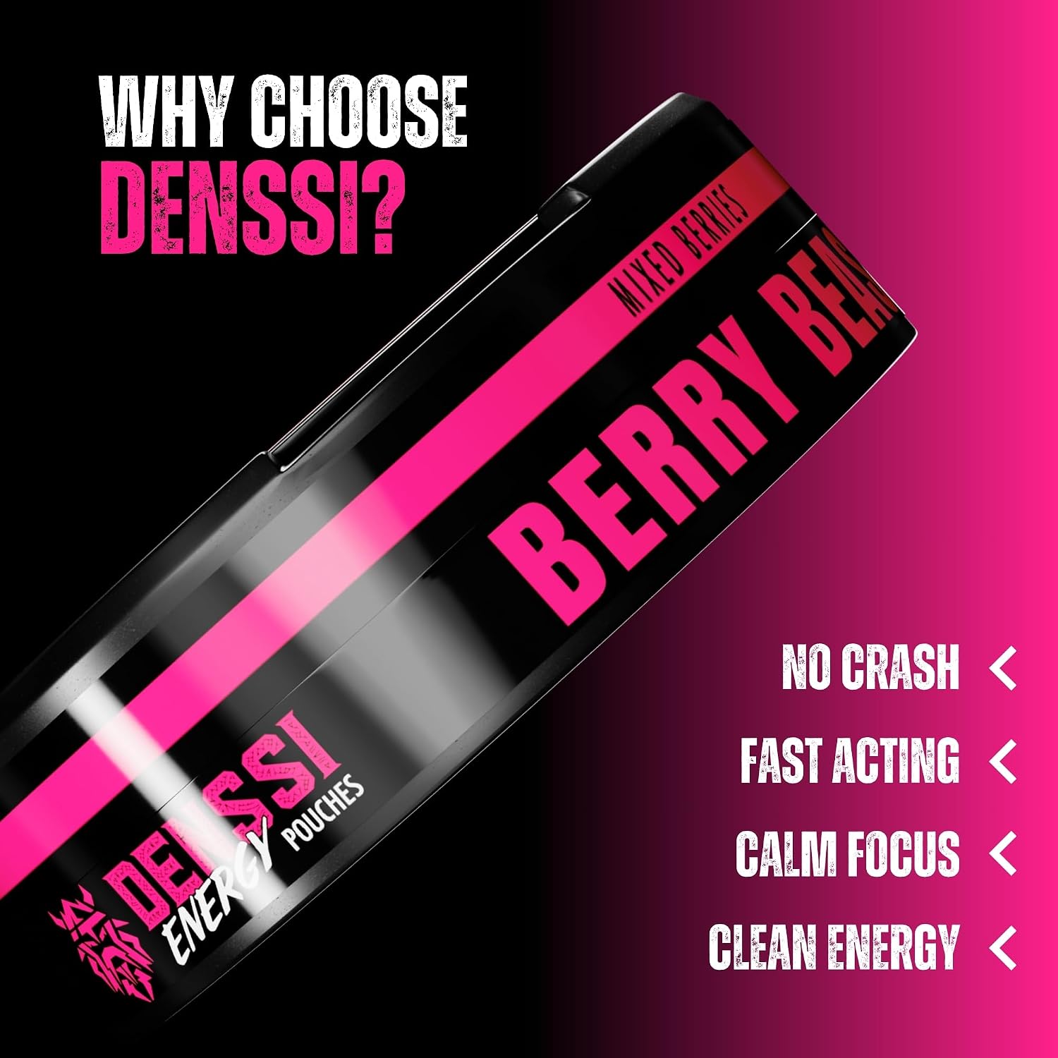 Energy Pouches – Fast-Acting Caffeine + Nootropic Boost – Sugar-Free, Tobacco-Free, Zero Crash Replacement/Alternative for Focus and Energy (5-Pack, Berry Beast (Mixed Berry))