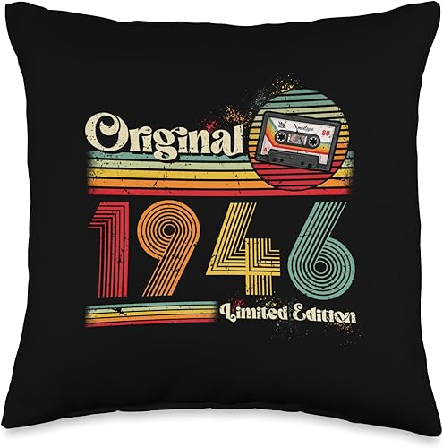Original 1946 Birthday gifts Legend Bday 1946 Vintage Birthday Retro Limited Edition Men Woman Gift Throw Pillow, 16x16, Multicolor