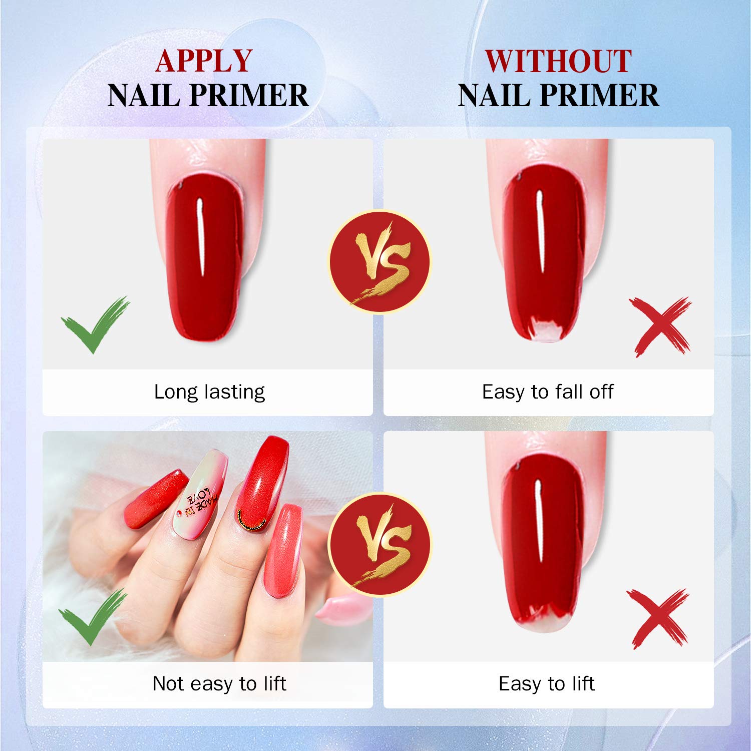 Morovan Nail Dehydrator and Primer set - 1oz Nail Superior Bonding, Long-Lasting and Fast Air dry For All Acrylic Powder Nail kit and Gel Nail Polish Builder Gel