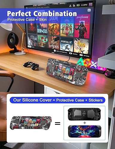 Miniatura 2 de Relohas Case for Steam Deck Accessories Set for Steam Deck Silicone Cover Skin Shell Stand Dock Touch Skin Sticker and Thumb Grip Full Protection