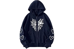 Y2K Spider Web Love Heart Hoodies: A Web of Style and Punk