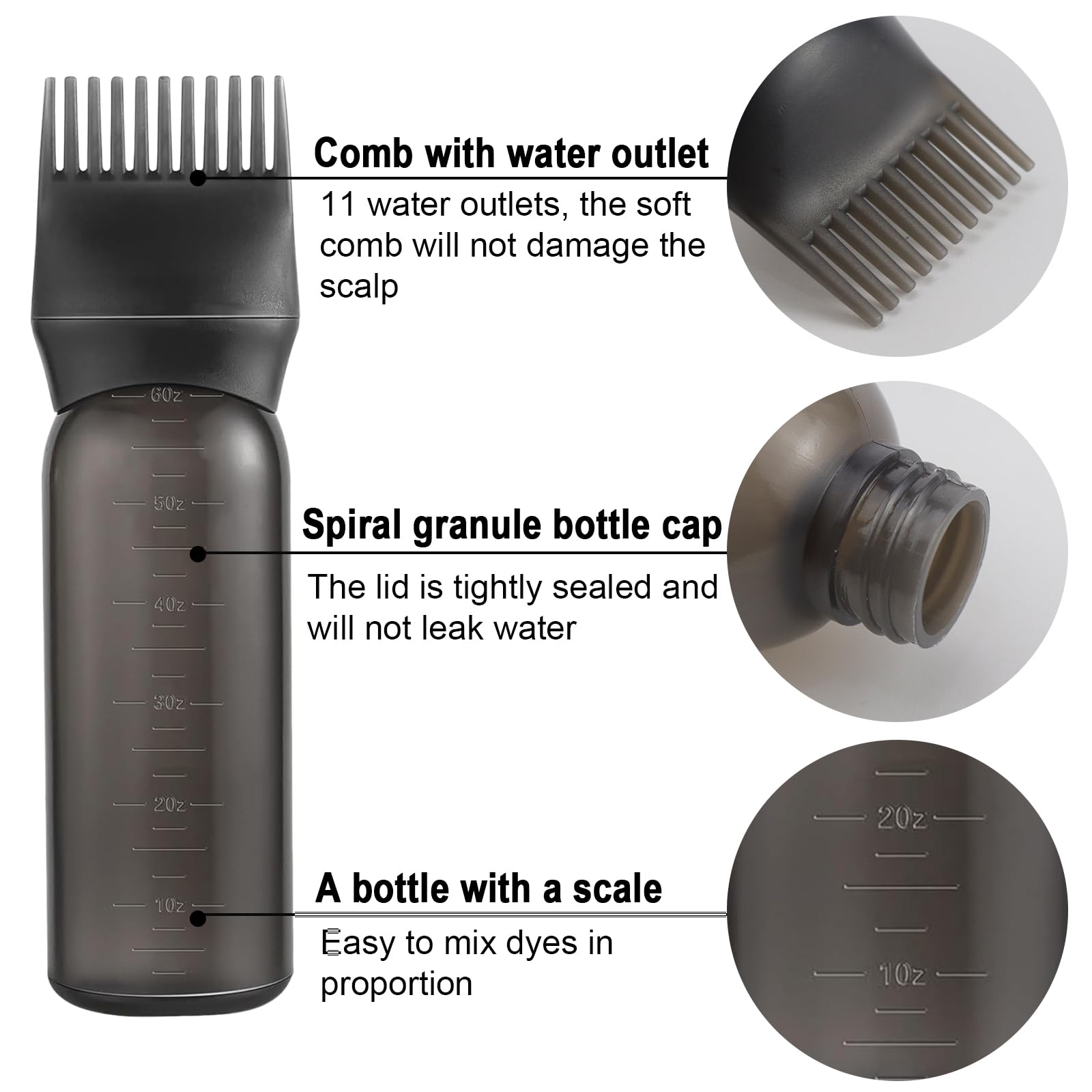 ZEPIQOR Sprühflasche & Haaröl-Applikator – 200 Ml, Ultrafeine Sprühdüse, Mit Kamm, Für Styling & Färben