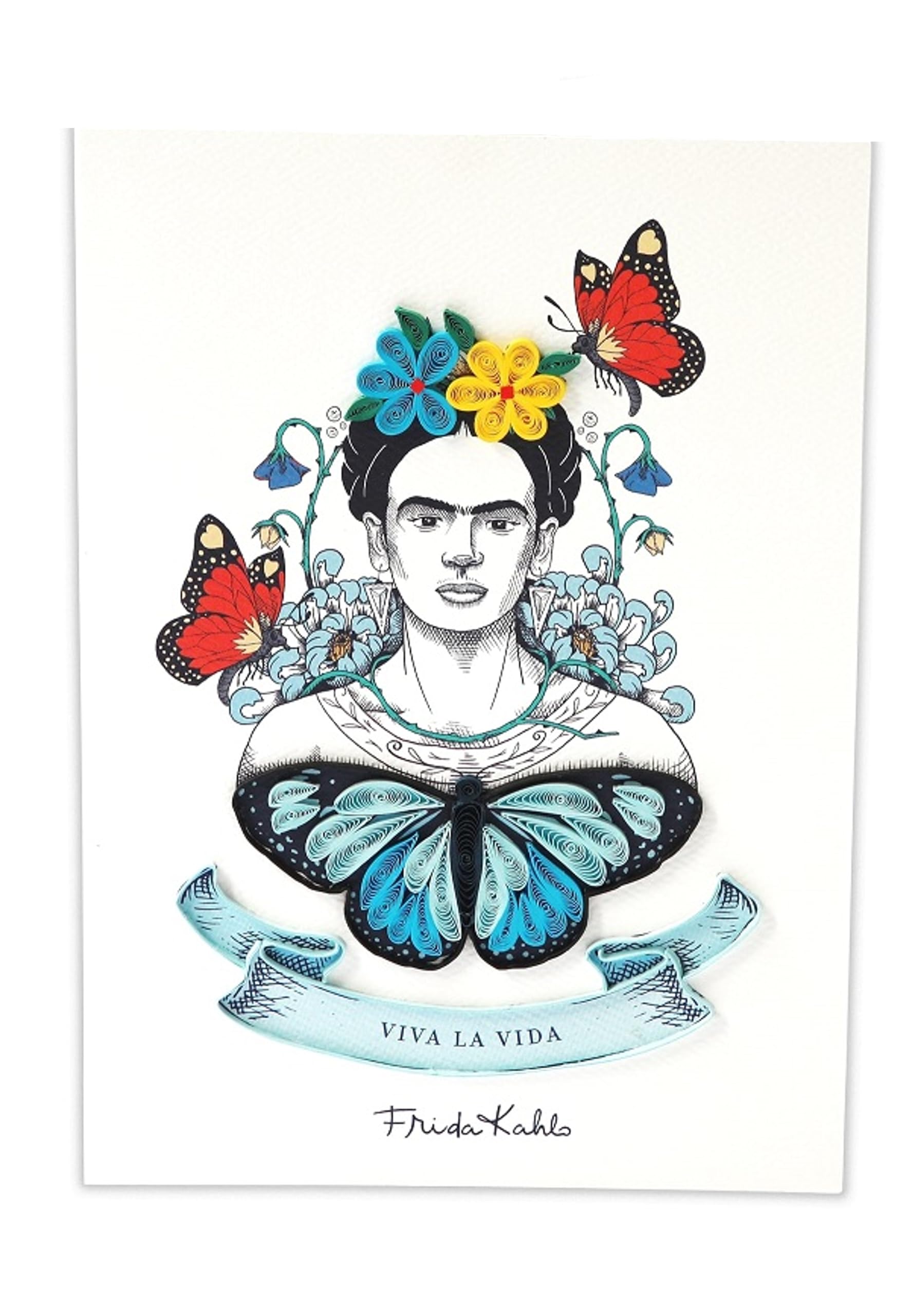 Frida Kahlo Butterflies Quilling Biglietto regalo Filigrana compleanno ricorrenze con busta