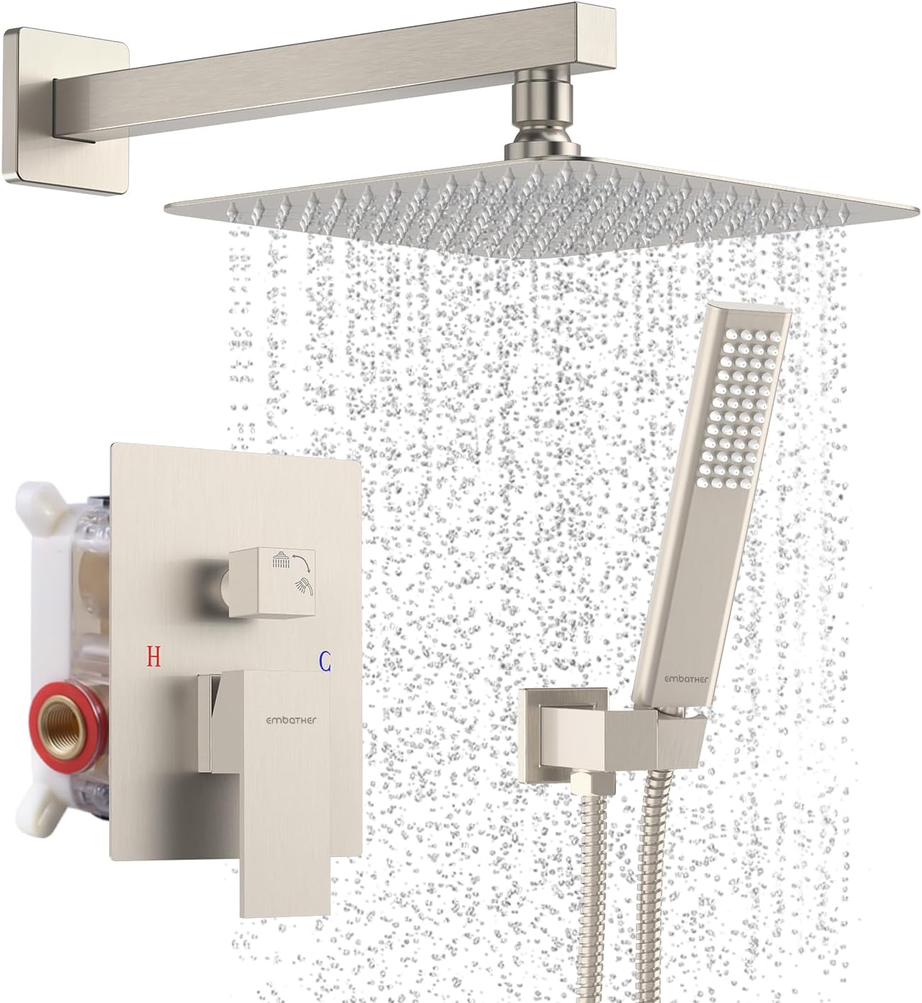 EMBATHER Shower Faucet with Valve Kit,Shower System with 12 Inchs High