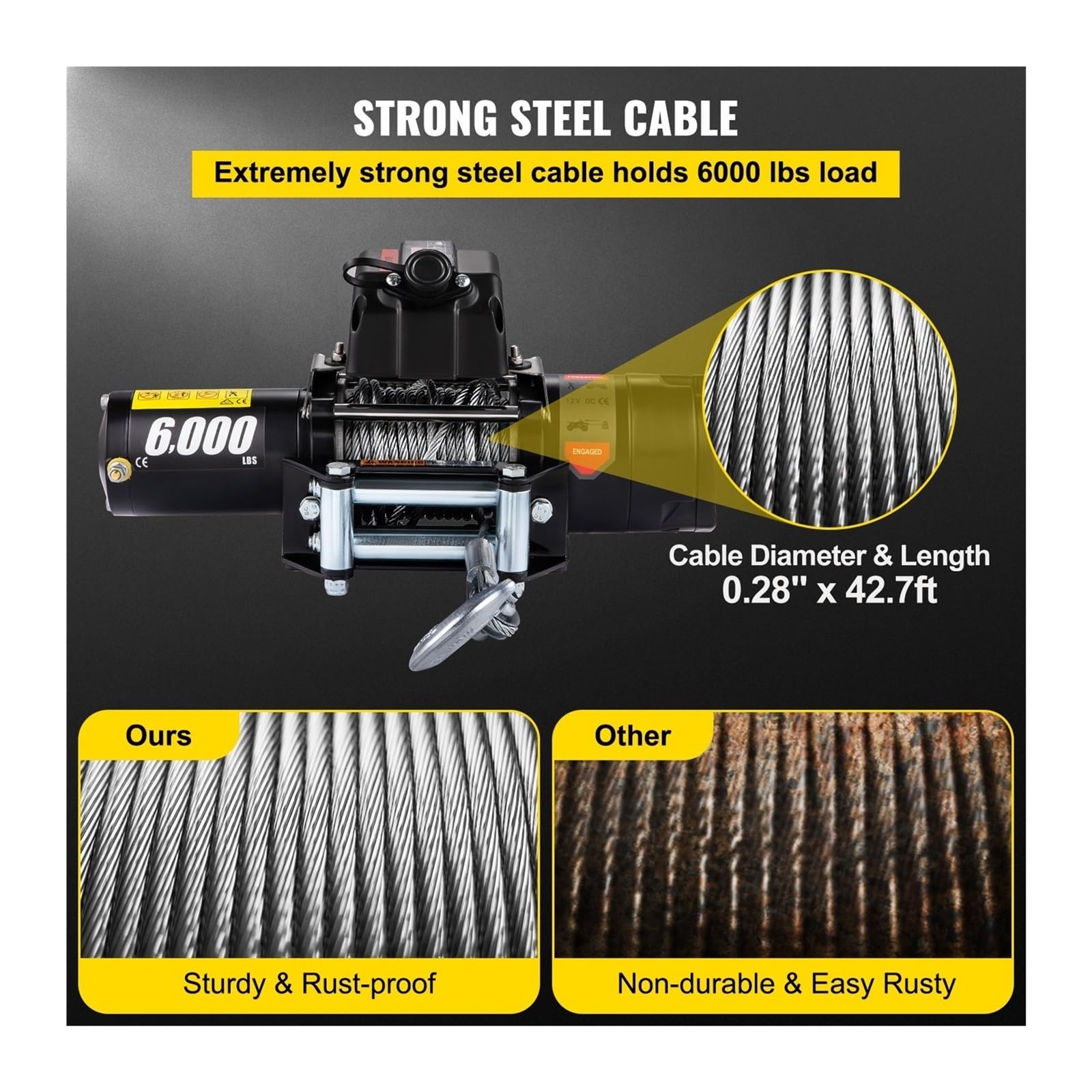 6000LBS 12V Elektrische Winde for 4X4 13M Stahl Kabel Auto Anhänger Seile Abschleppgurt Mit Drahtlose Steuerung ATV Lkw Off Road Für DIY-Anfänger