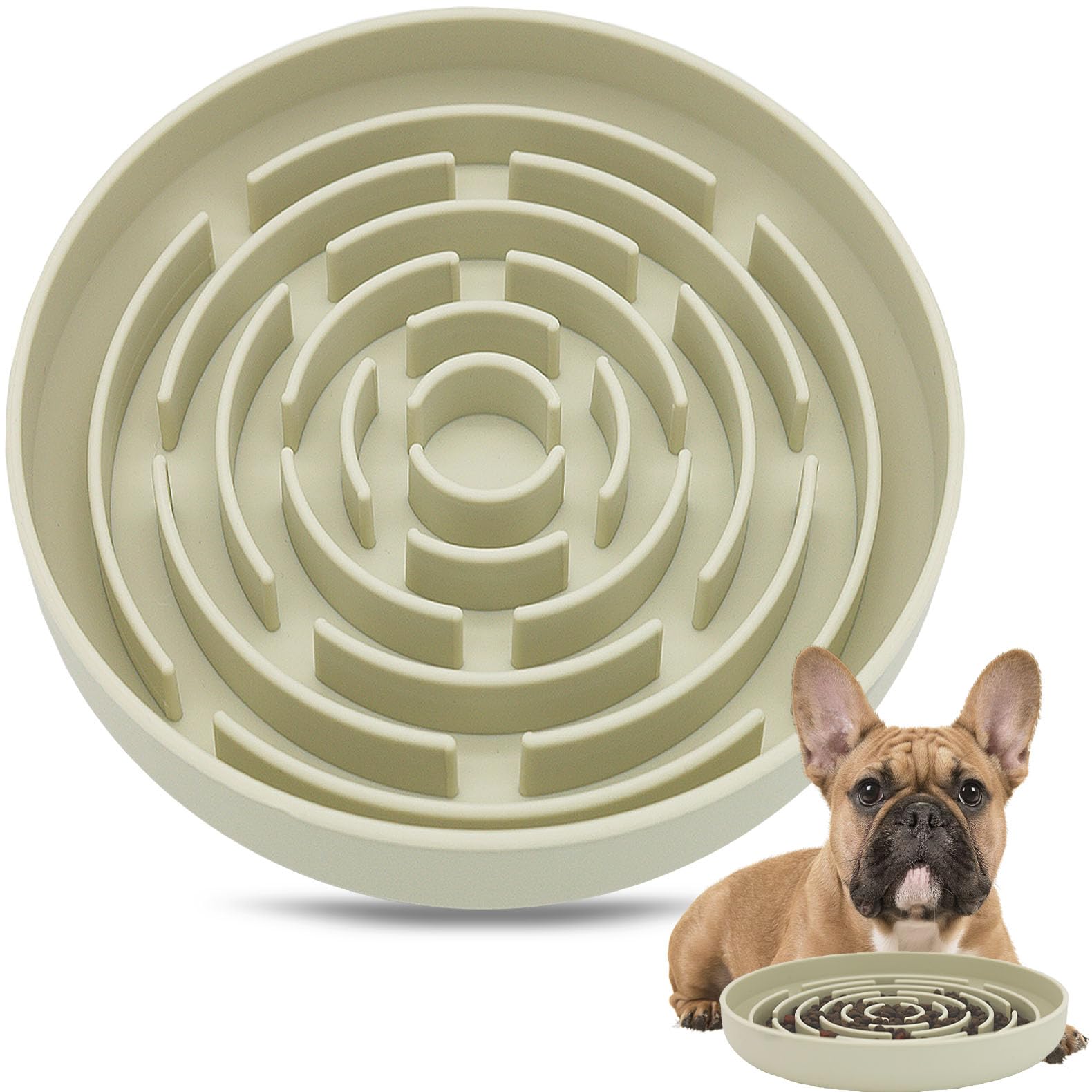 Slow Feeder Dog Bowls, Puzzle Silicone Dog Feeding Bowls for Dogs & Cats, Slow Feeder Non-Slip with Powerful Suction Cups, Anti-Choking, Non BPA, Reduces Boredom, Anxiety, Dishwasher Microwave Safe