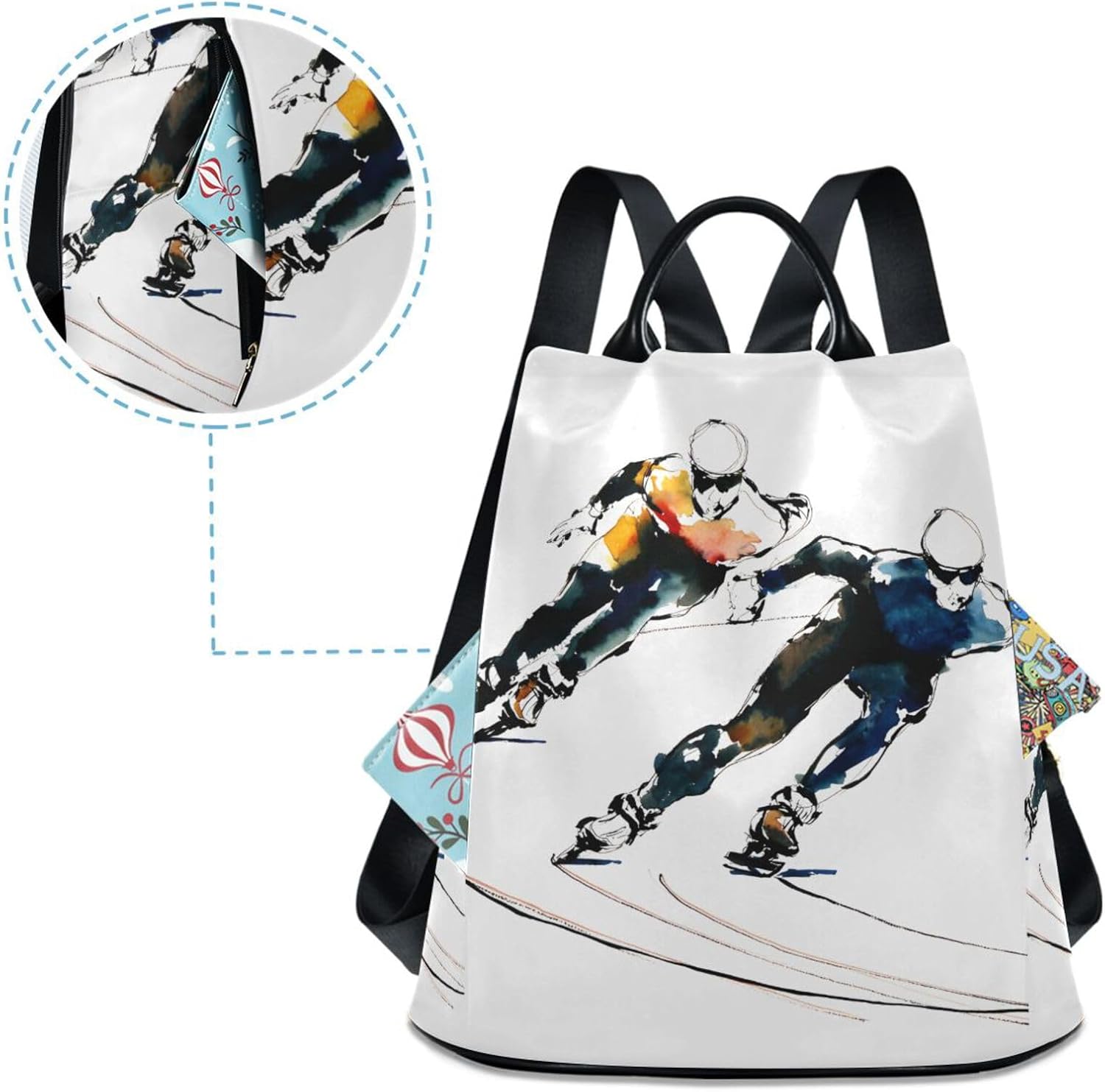 ALAZA Short Track Skaters Competing Backpack Purse for Women Anti Theft Fashion Back Pack Shoulder Bag