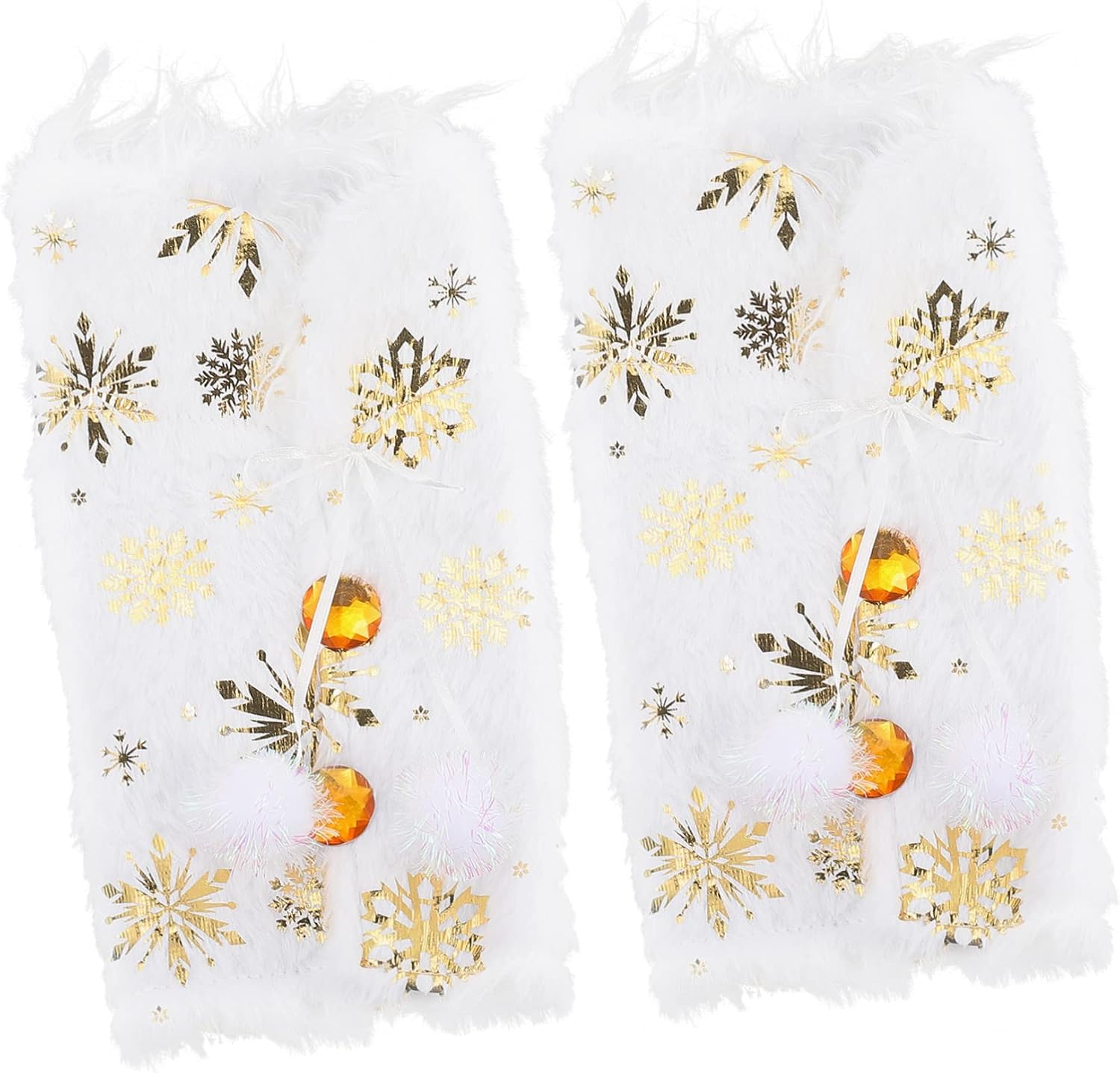Xmas Wine Bottle Cover 2pcs Plush Gold Snowflake Party Decor