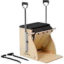 Pilates Chair for Home Workouts, Combo Chair with 5-Level Handles, Split Pedals, Resistance Bands, Wunda Chair Pilates Machine for Studio Use, Rehabilitation Exercises, Black
