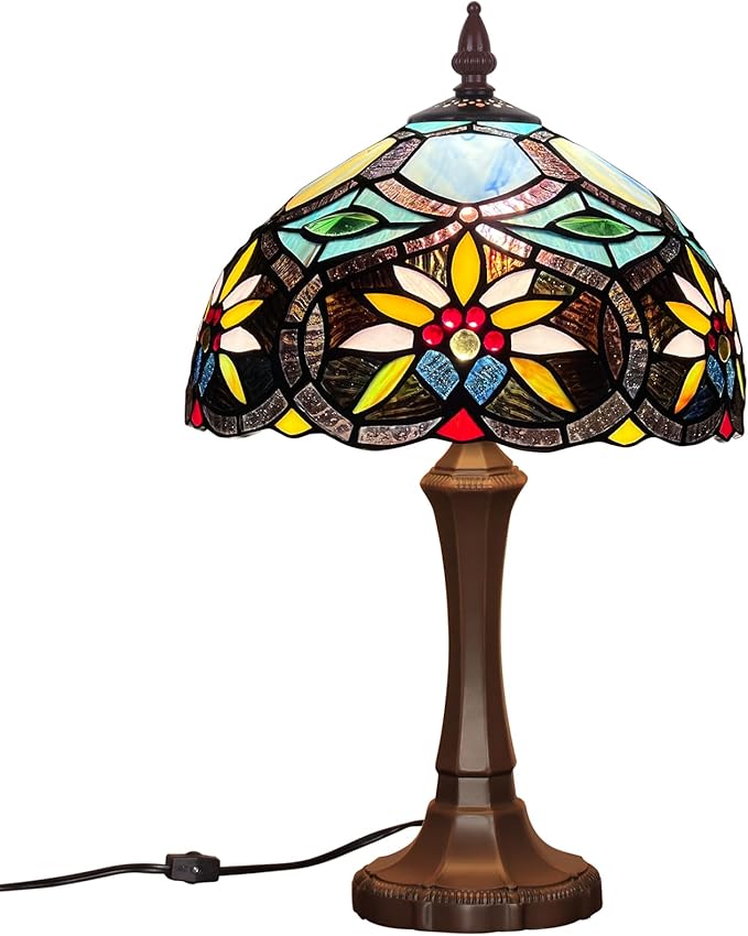 Capulina Capulina Tiffany Lamp Stained Glass Table Lamp 12x12x19 Inches Sunflower Tiffany Style Desk Lamp for Living Room Bedrooms Study Room Office