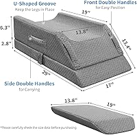 Vista 4 de Adjustable Leg Elevation Pillows for Swelling After Surgery, Cooling Memory Foam Leg Wedge Pillow for Blood Circulation, Wedge Pillow for Sleeping
