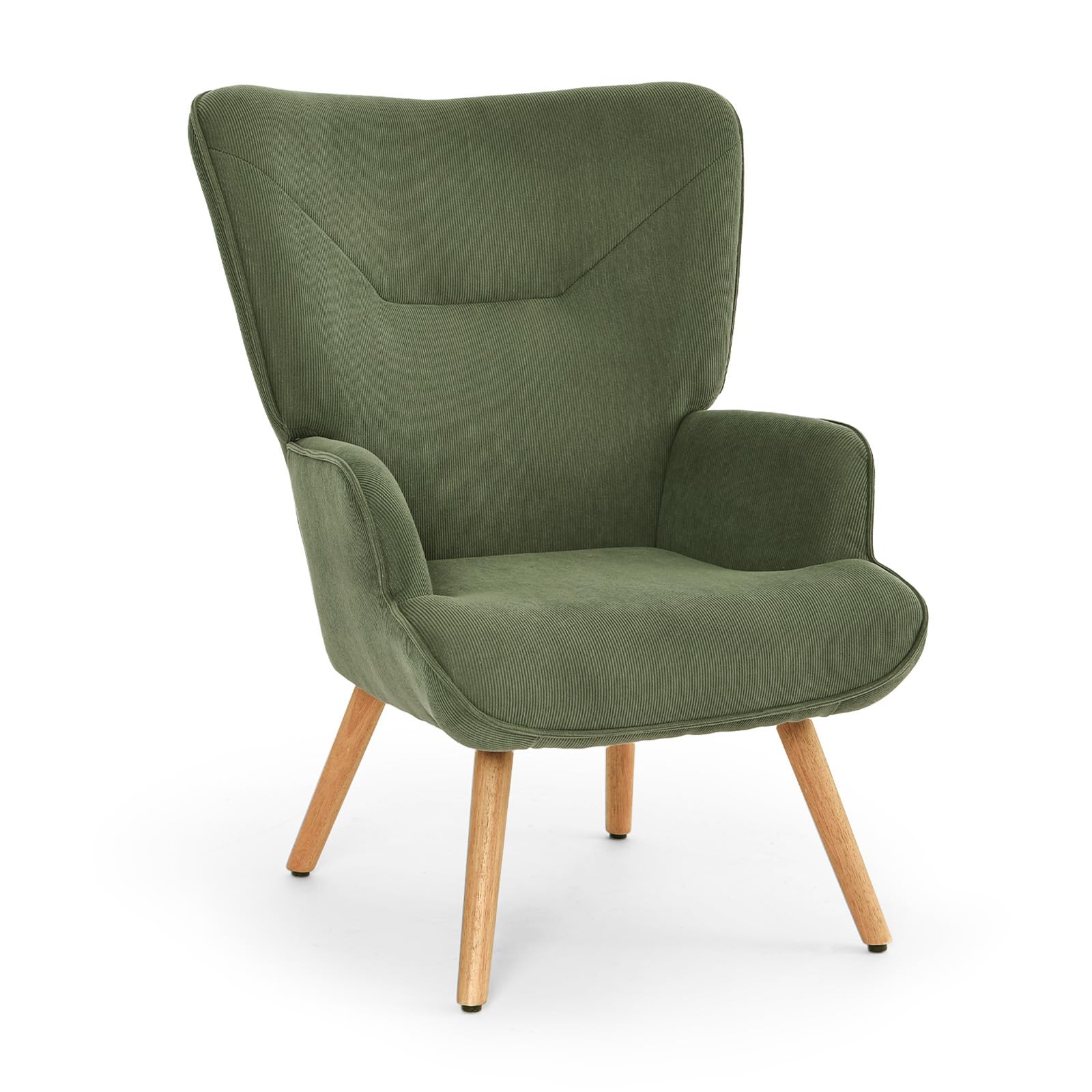 Goeurvant Armchair Corduroy Tub Chair High Back Armchair Living Room Reading Chair Bedroom Accent Chairs Lounge Relax Arm Chair, Green