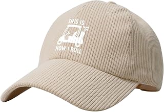 This is How I Roll Funny Golf Cart Classic Corduroy Cotton Baseball Caps Dad Hat Men Women Plain Cap Beige