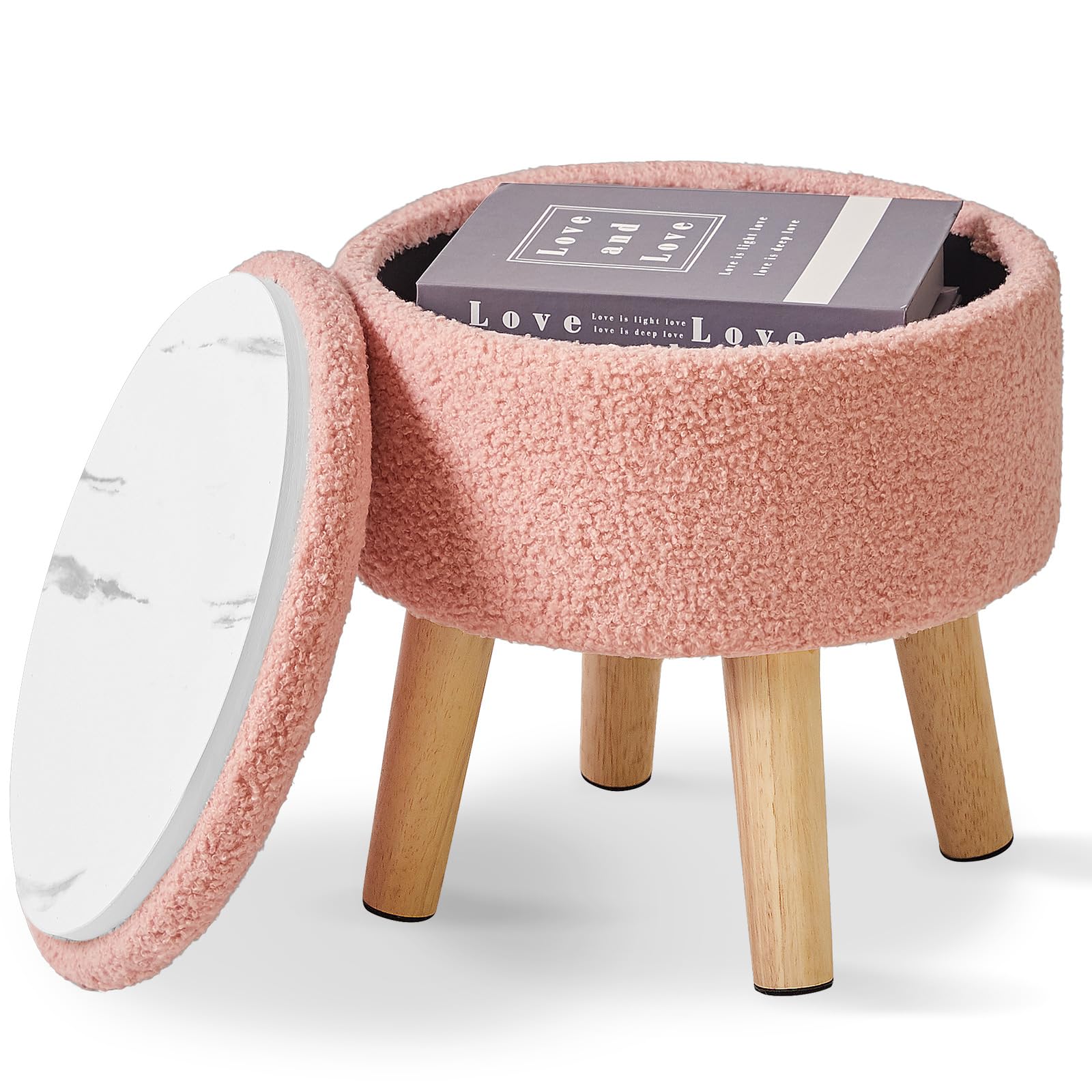 Photo 1 of IBUYKE Round Storage Ottoman, Pink