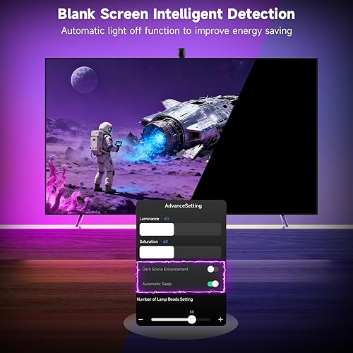 Miniatura 6 de FFJ Luces de TV que cambian con TV, retroiluminación de TV con sensor, control inteligente de aplicaciones, sincronización de juegos y música, luz