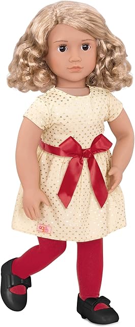 Our Generation BD31250C1Z 46cm Noelle Dress and Bow-Deluxe Christmas Toy Doll and Accessories for Kids Age 3 and Up