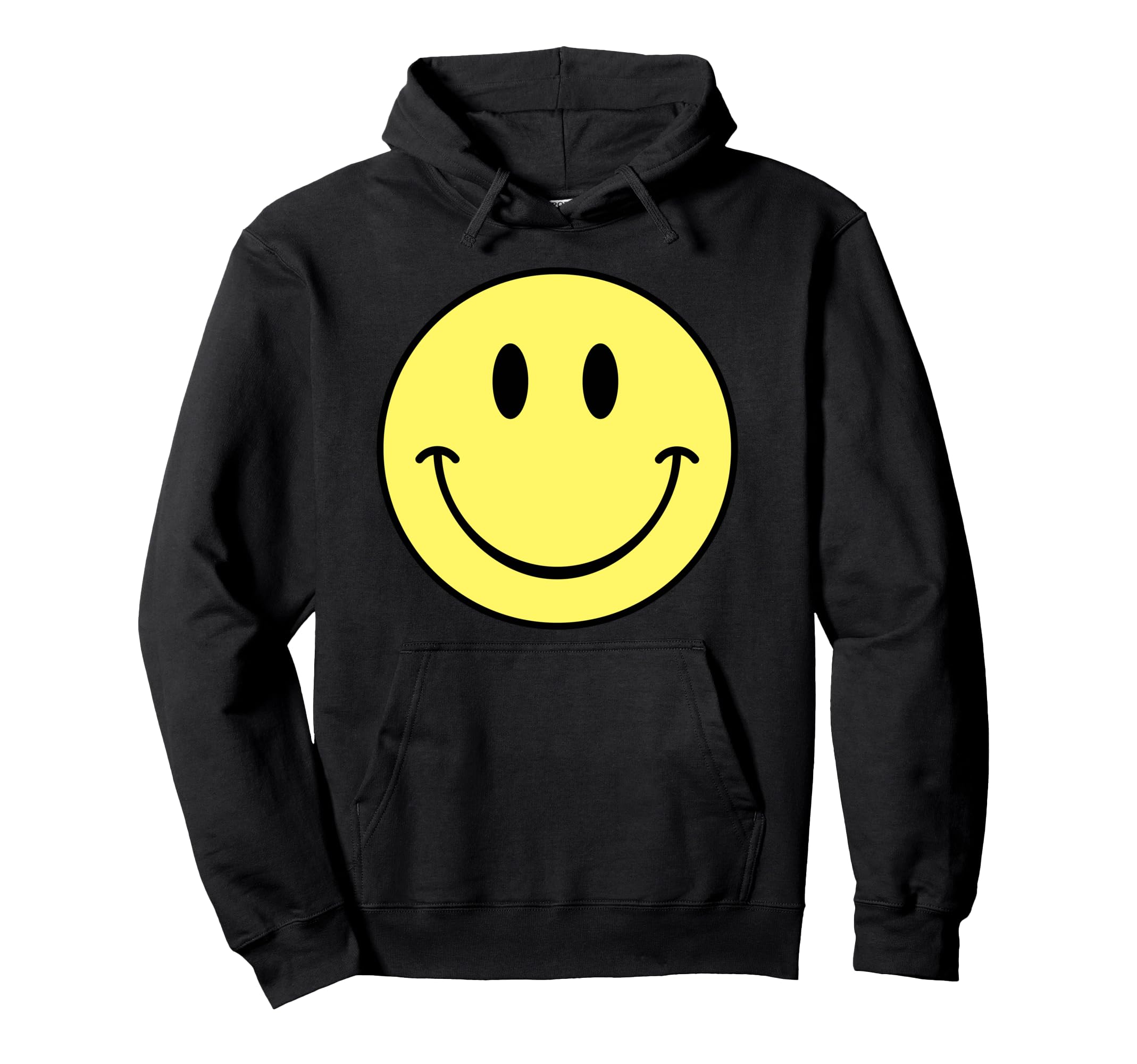Happy Face Funny 80s Retro Graphic Apparel Co.70s Yellow Smile Face Happy Cute Smiling Face Funny Retro Pullover HoodieOEKO-TEX STANDARD 100