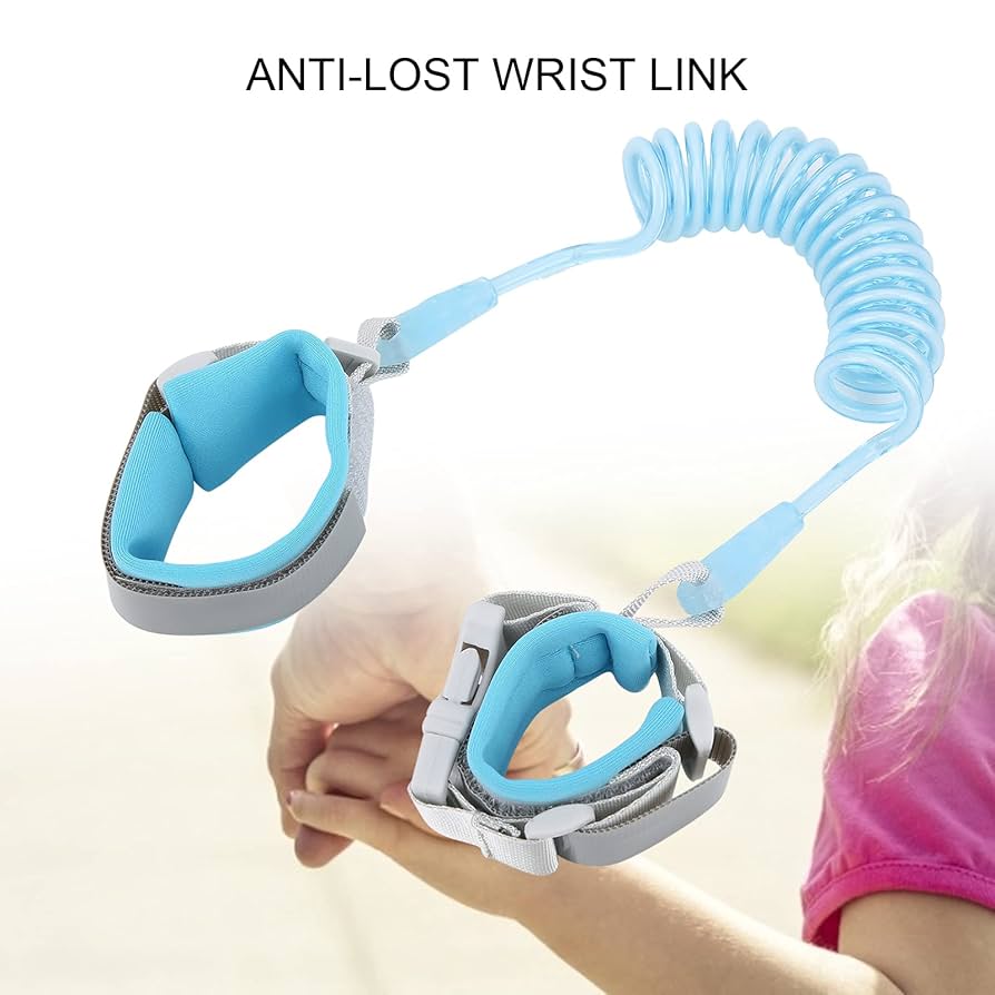 Kids Wrist Link, Child Safety Harness 360° Rotating Adjustable For Crowded Streets For Supermarkets For Public Places(Fixed Head Blue 1.5 Meters