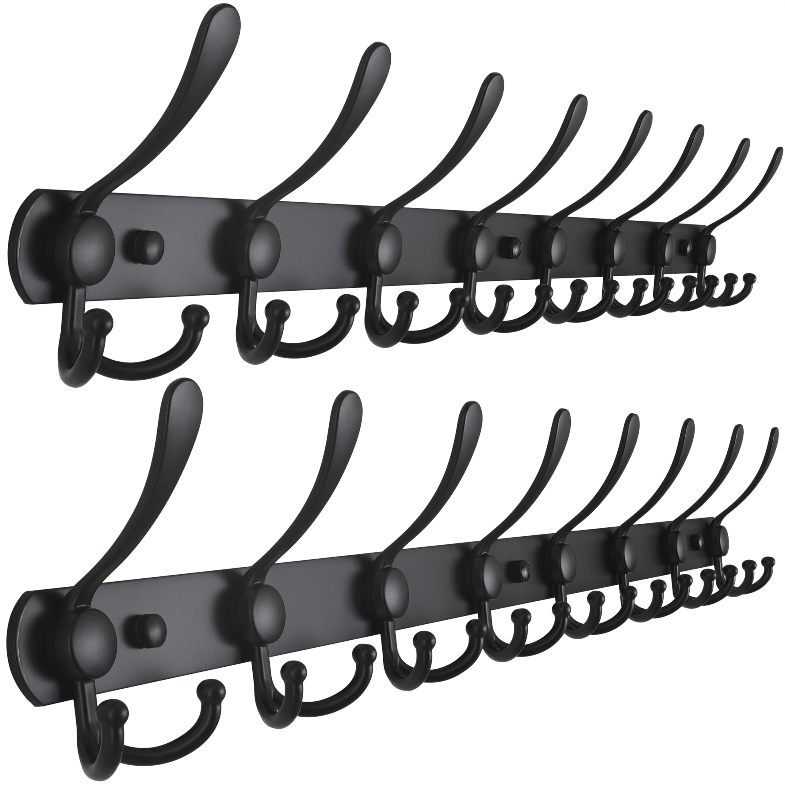 Dseap Coat Rack Wall Mount - 29.5” Long 8-Tri-Hooks Heavy Duty Coat Hanger Rail Wall Hooks for Hanging Coats Hats Clothing Clothes Purse Mudroom