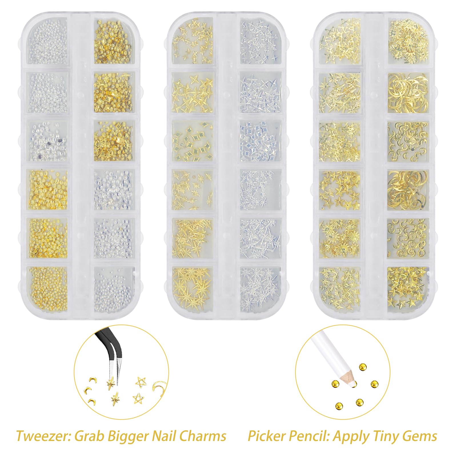 2500Pcs Gold Nail Charms - Image 3