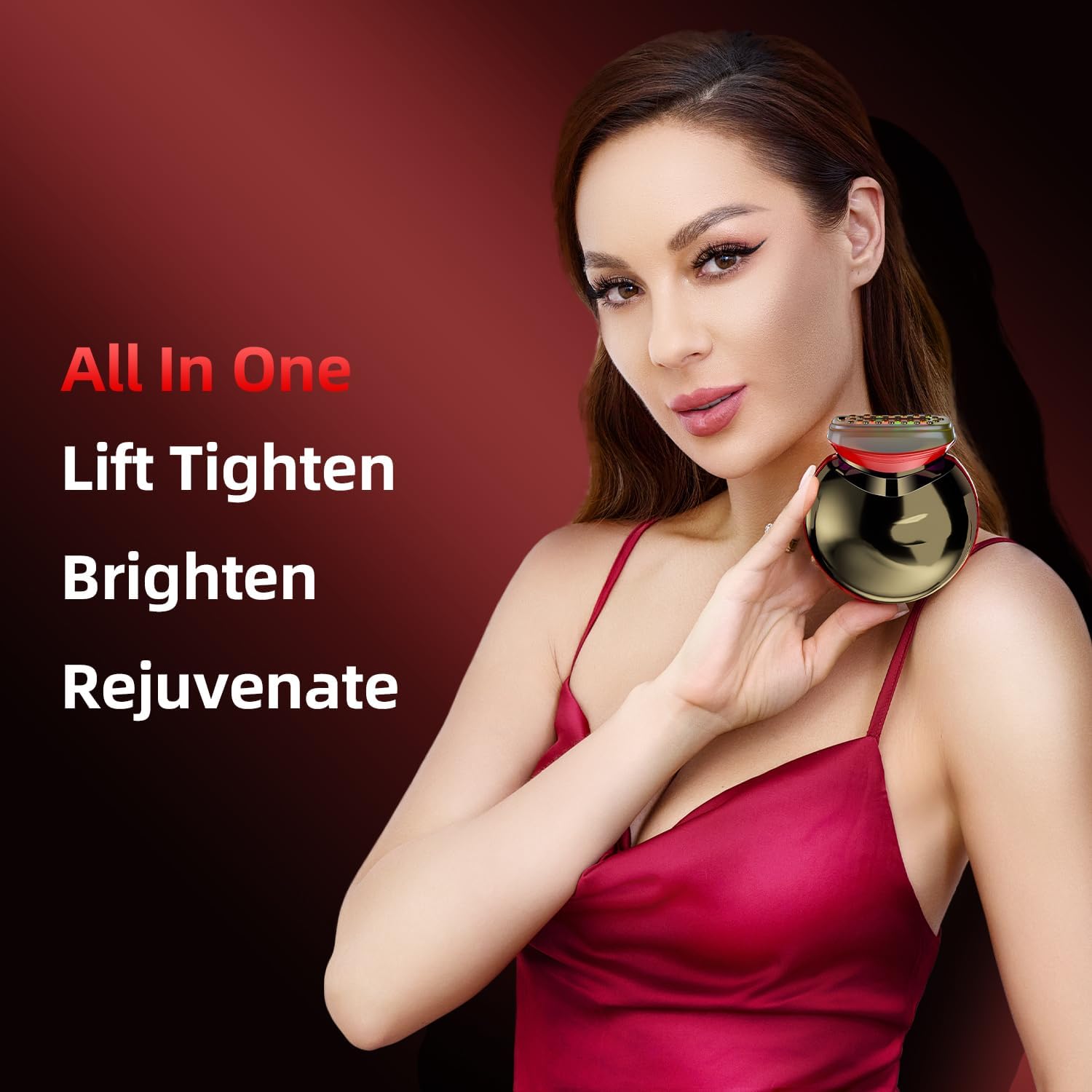 Face Massager with Light Therapy for Face, 3-in-1 Skin Tightening and Lifting Device for Wrinkles, Home Use Facial Massage Tool