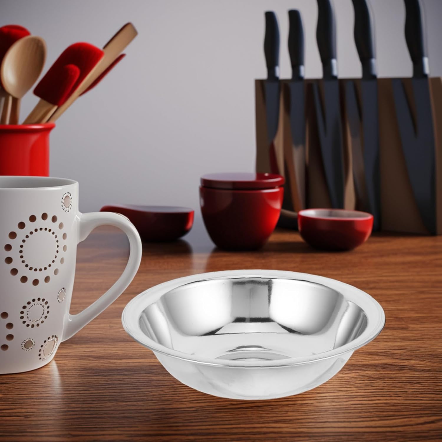 6pcs 16cm Stainless Steel Mixing Bowls Set Deep Non-magnetic Salad Soup Prep Bowls for Kitchen Cooking and Meal Preparation