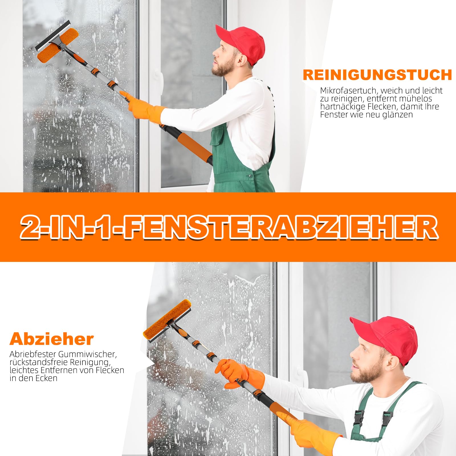 SISUPASSIE 7,2m Staubwedel Teleskop, Spinnenwebenentferner waschbar, Fensterputzer mit Teleskopstange für Decken, Fenster und Möbel