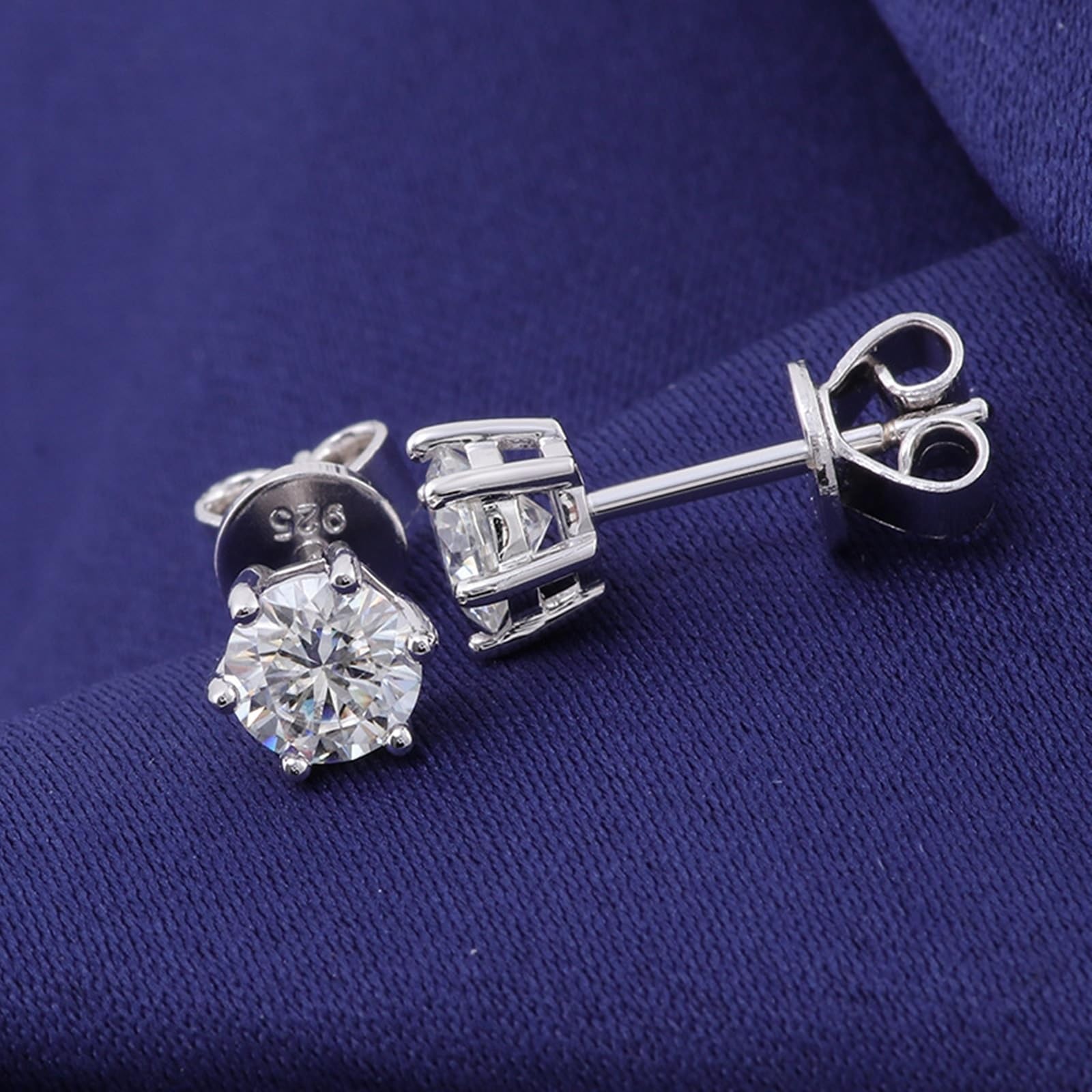 KnSam Prawdziwe złoto biżuteria kolczyki 18K / 14K / 9K / srebro wysokiej próby 925, 6 pazurów, kolczyki na Boże Narodzenie z moissanit 0,5 ct kolczyki secesyjne prawdziwe złoto biżuteria