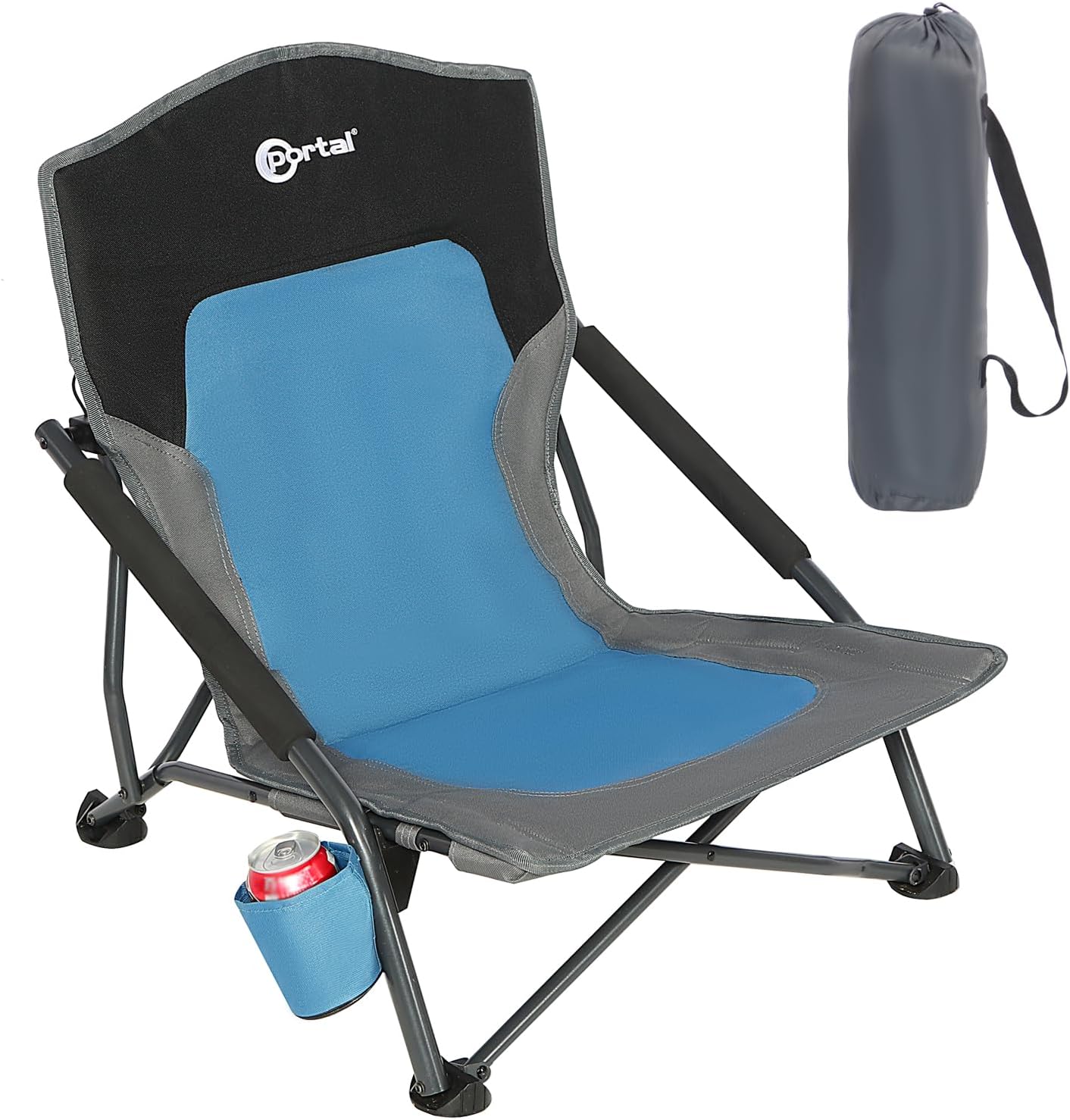 XGEAR Low Seat Lightweight Folding Beach Chair for Adults with Carry Bag, High Back