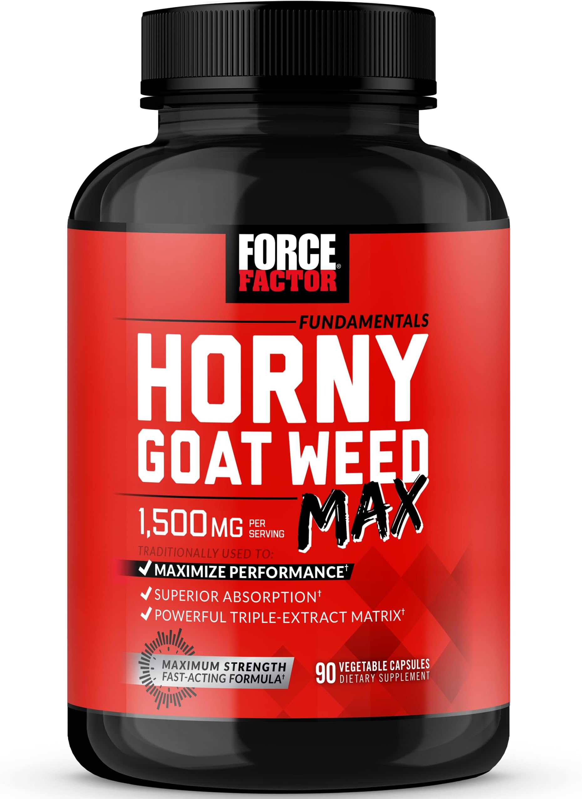 Force Factor Horny Goat Weed Max, Horny Goat Weed for Men & Women | Maximize Performance & Drive, Triple-Extract HGW Horny Goat Weed Herbal Supplement, 1500mg, 90 Capsules