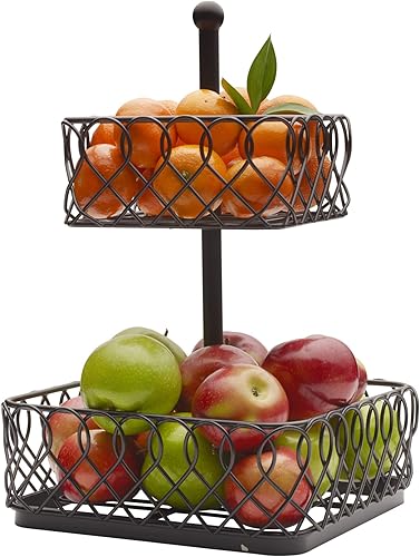 Miniatura 7 de Gourmet Basics by Mikasa Juliette - Cesta de almacenamiento de frutas de 2 niveles, 16 pulgadas