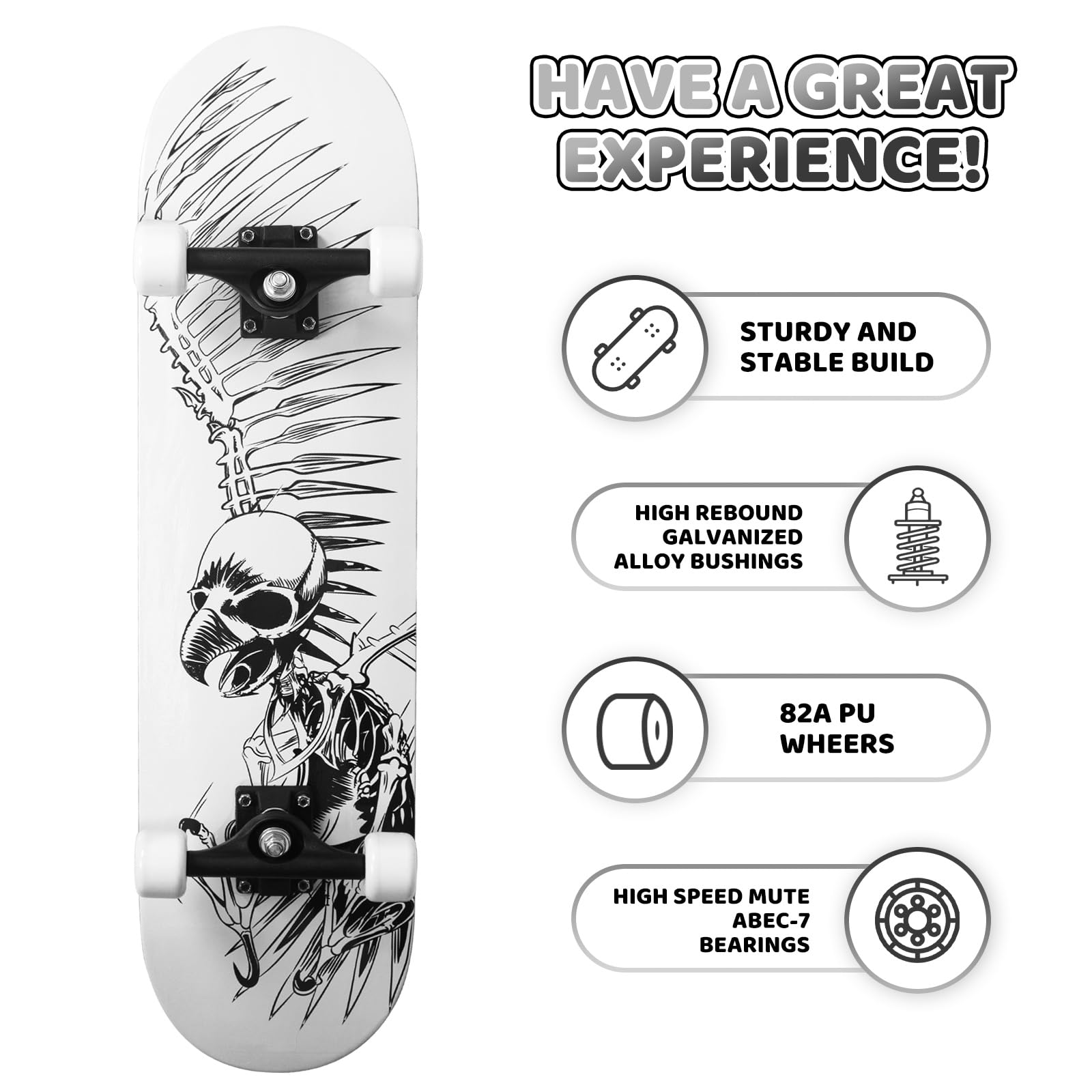 Nattork Skateboard complet de 78,7 cm, cadeau pour débutants, bois d'érable canadien 9 couches, pour garçons, filles, adolescents