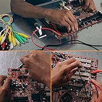 Vista 5 de Clips de cocodrilo eléctricos, 20 piezas de cables de prueba premium con clips de cocodrilo, kit de cables puente de 5 colores con sondas de prueba