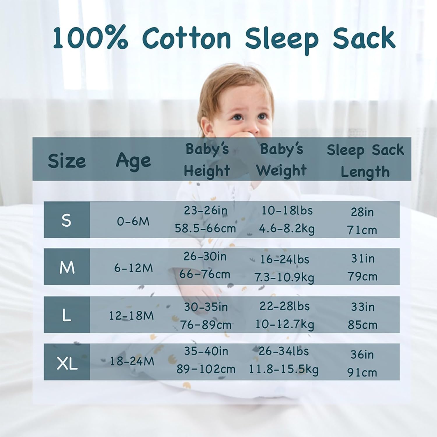 Sleep Sack 3-Pack 100% Organic Cotton Wearable Blanket Toddler Sleeping Bag Sleeveless Baby Sleep Sack 12-18 Months Swaddle Blanket 2-Way Zipper L Size