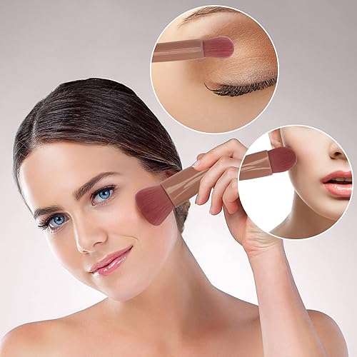 Miniatura 6 de Unaone Juego de brochas de maquillaje de 5 piezas, pinceles de maquillaje profesionales pequeños de viaje con estuche de cepillo espejo integrado,