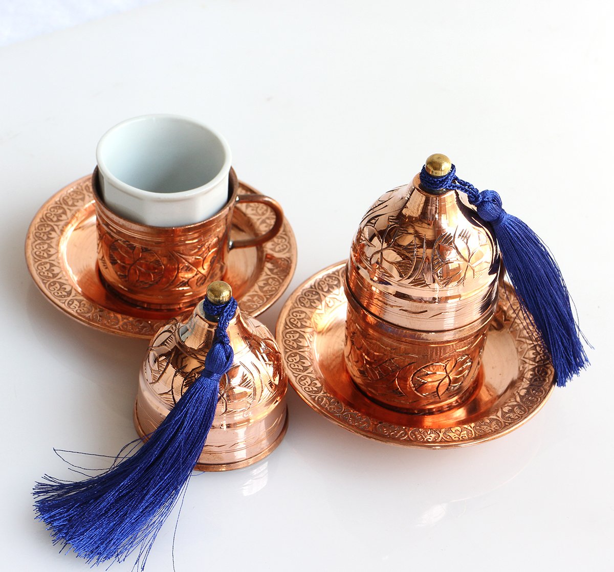 Amazon | トルココーヒーカップ＆ソーサー銅製カバー付2客セット