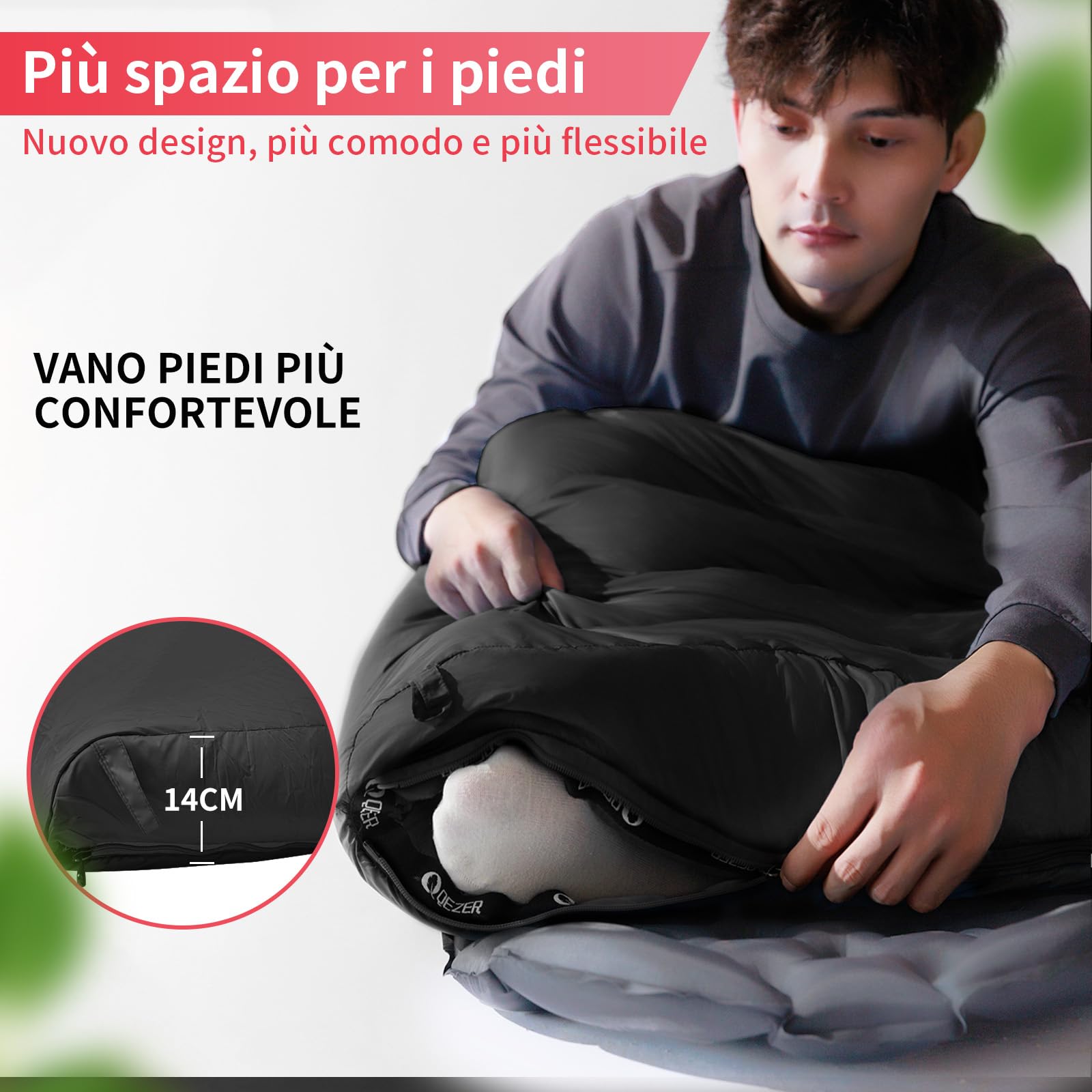 Sacco a pelo in piuma d'oca da 12 gradi, più leggero e caldo sacco a pelo invernale per campeggio, zaino in spalla ed escursionismo con piumino d'anatra da 600 FP 1200 g